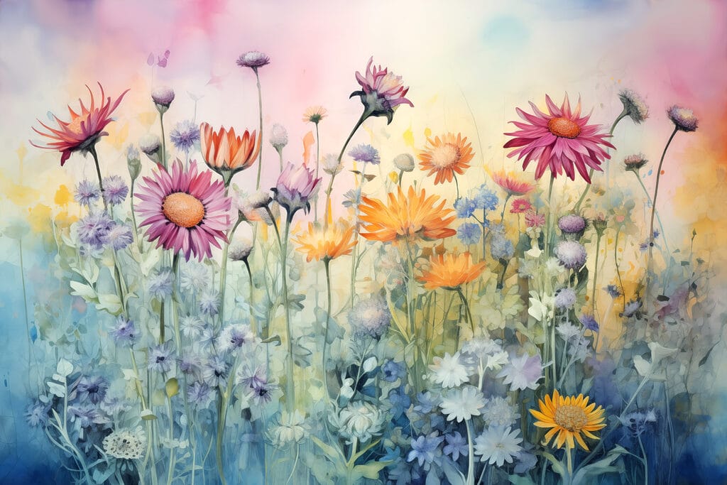 Fleurs sauvages à l’aube — motif complet