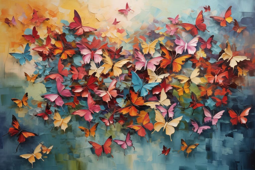 Nuée de papillons — motif complet