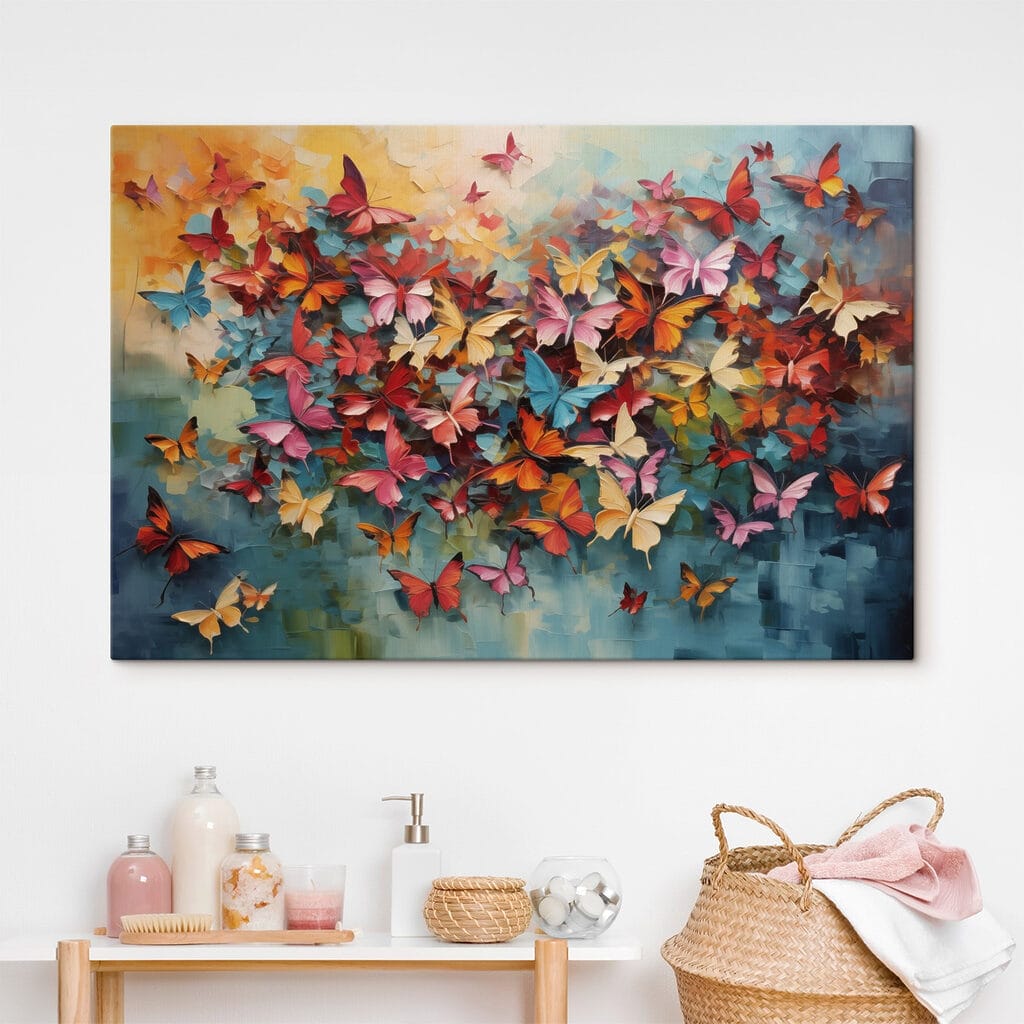 Nuée de papillons dans un intérieur