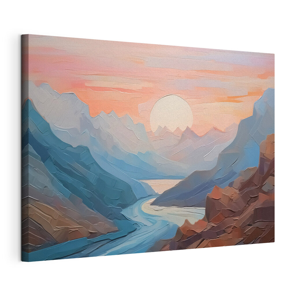 Gorges au soleil rose, toile tendue et bord enveloppé