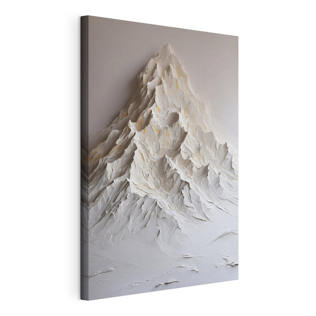 Montagne blanche plissée, toile tendue et bord enveloppé