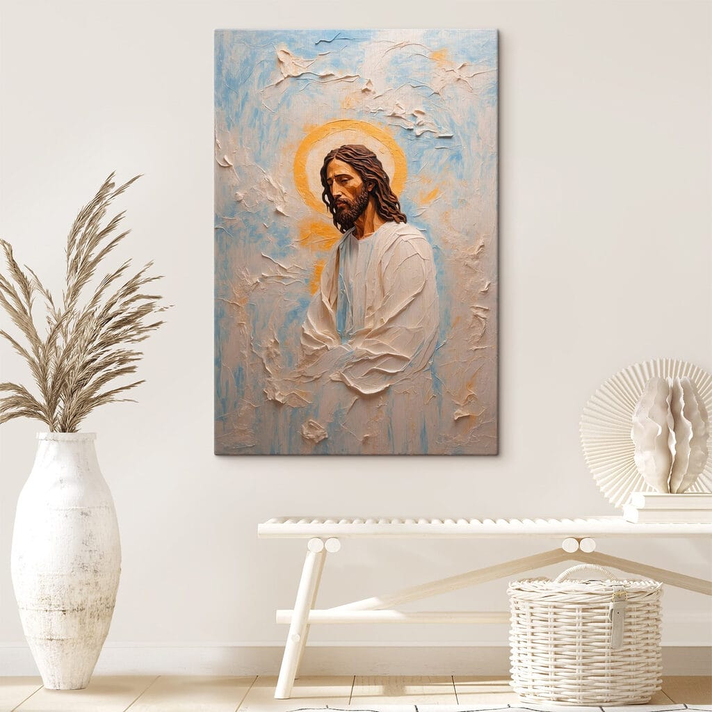 Jésus vêtu de lumière dans un intérieur