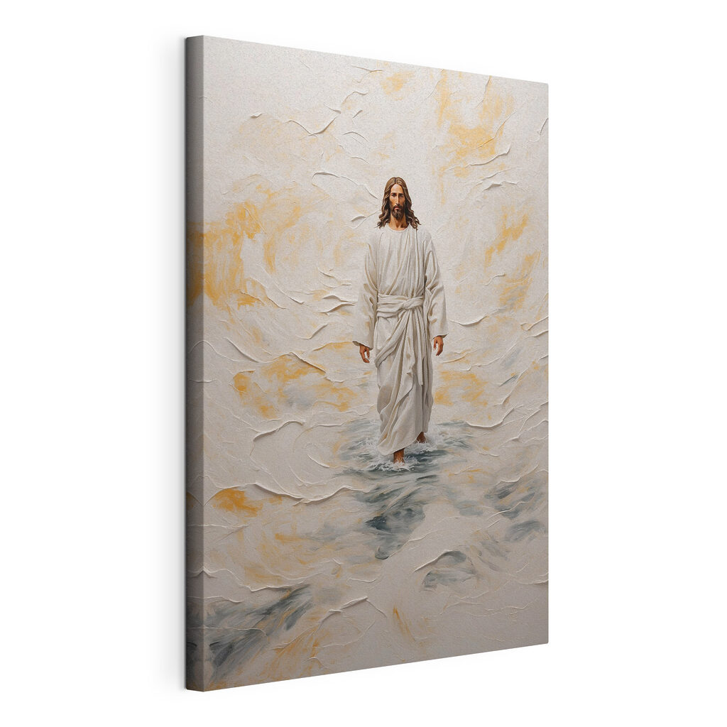 Jésus dans la lumière, toile tendue et bord enveloppé
