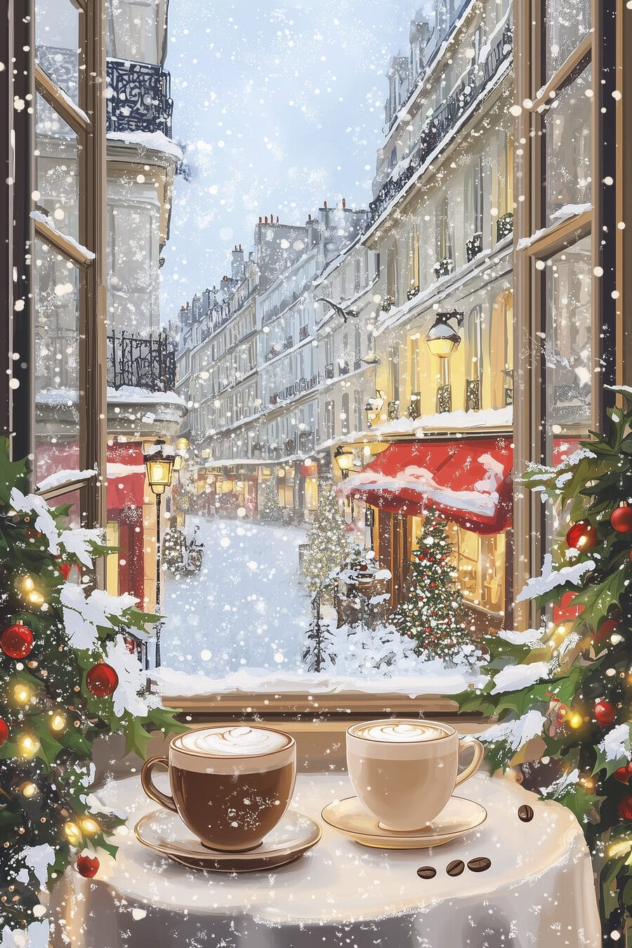 Café à la fenêtre — motif complet