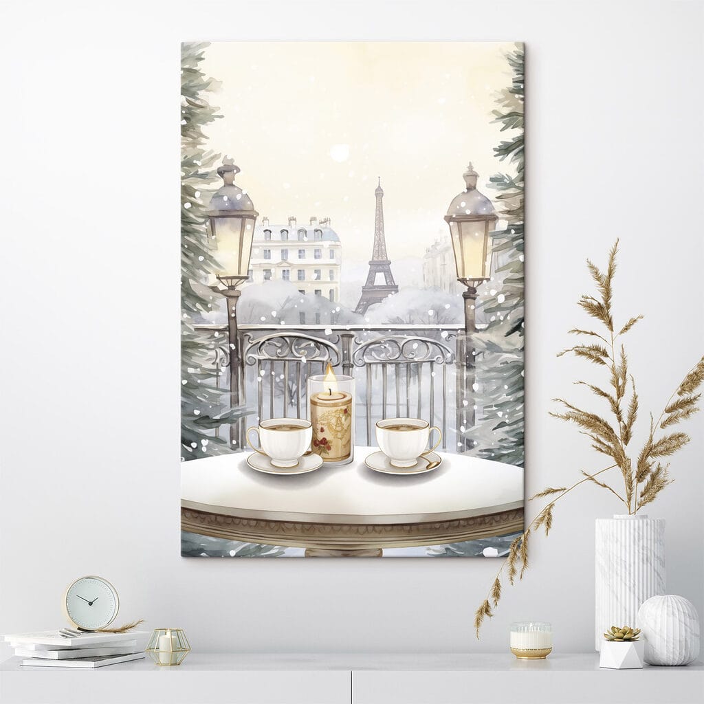 Café d’hiver, tour Eiffel dans un intérieur