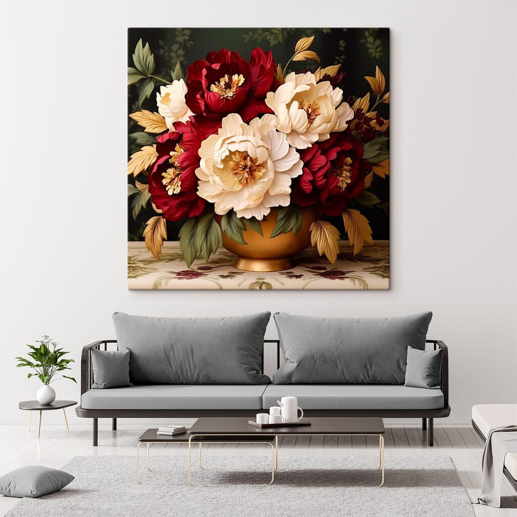 Pivoines rouges et blanches — intérieur 2