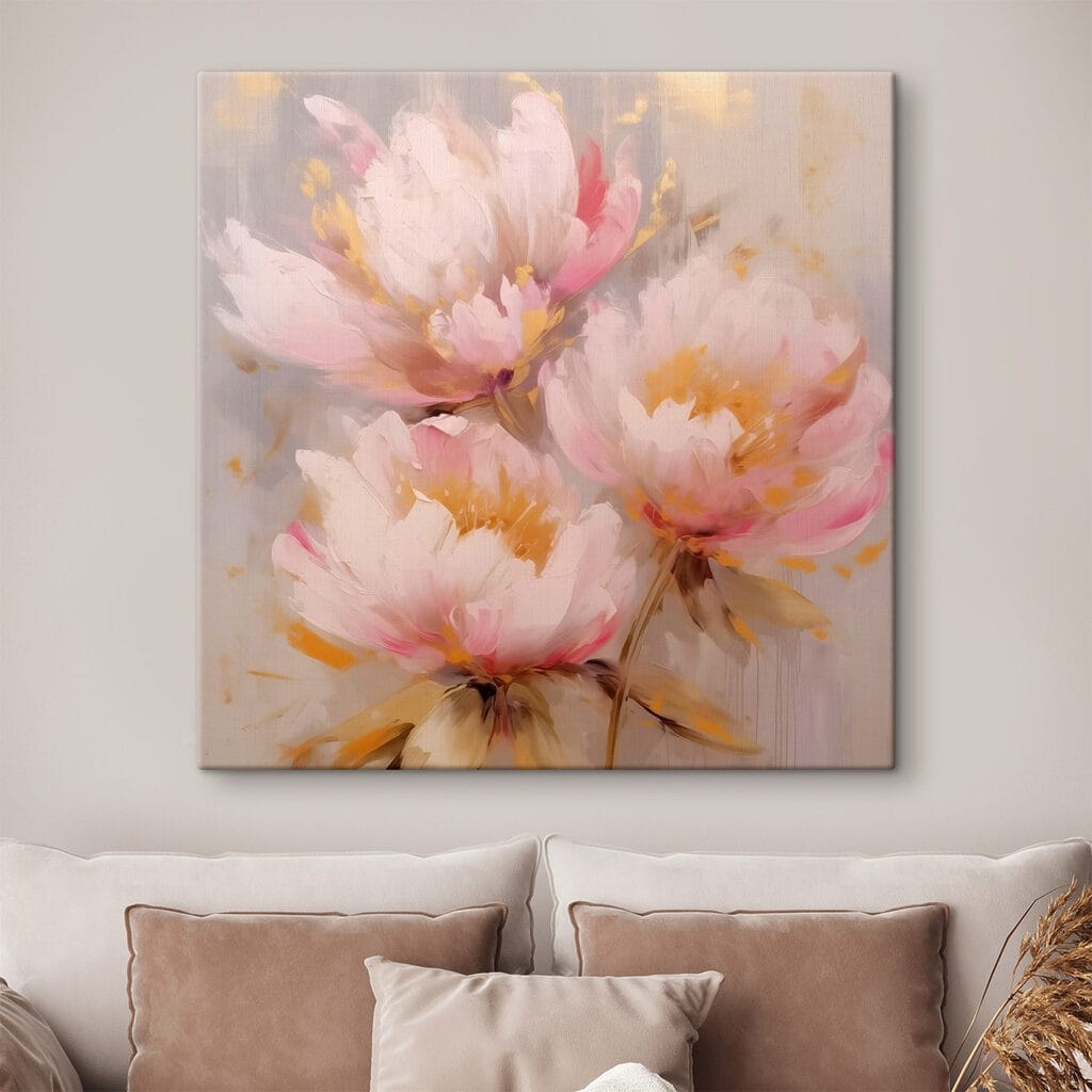 Pivoines roses, touches dorées — intérieur 2