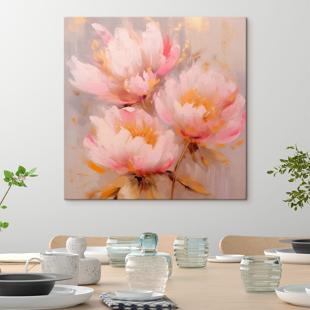 Pivoines roses, touches dorées — intérieur 1