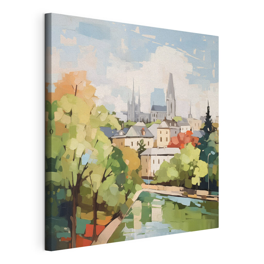 Ville et rivière verte — vue du produit
