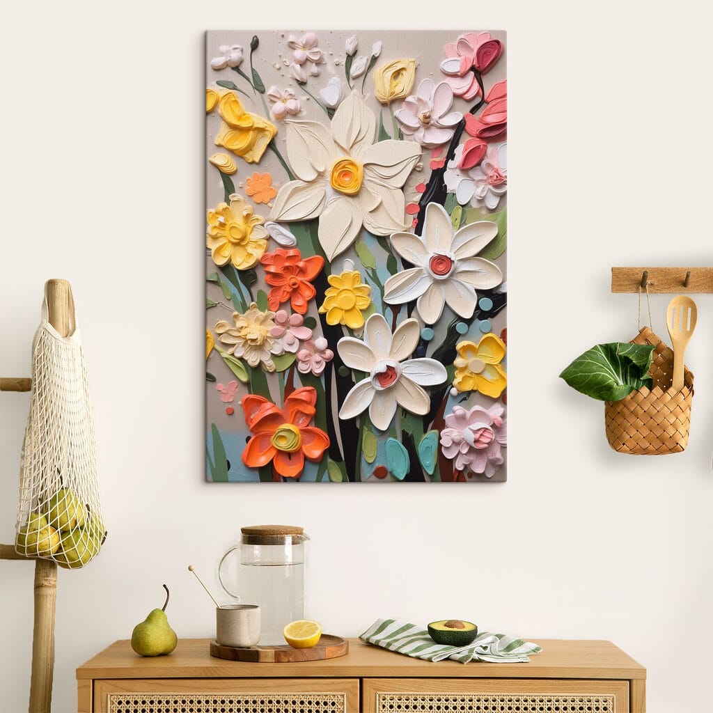 Fleurs joyeuses sur gris — intérieur 1