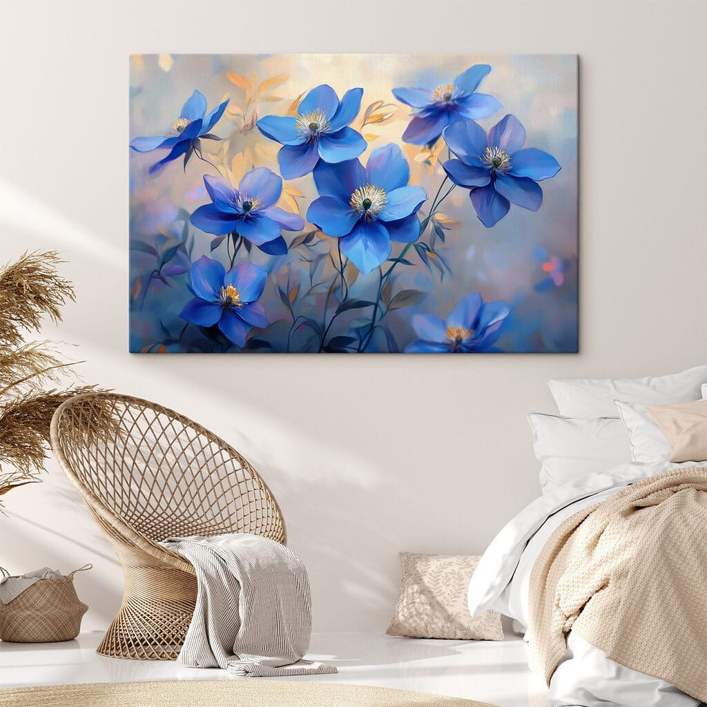Fleurs bleues, feuilles dorées — intérieur 1
