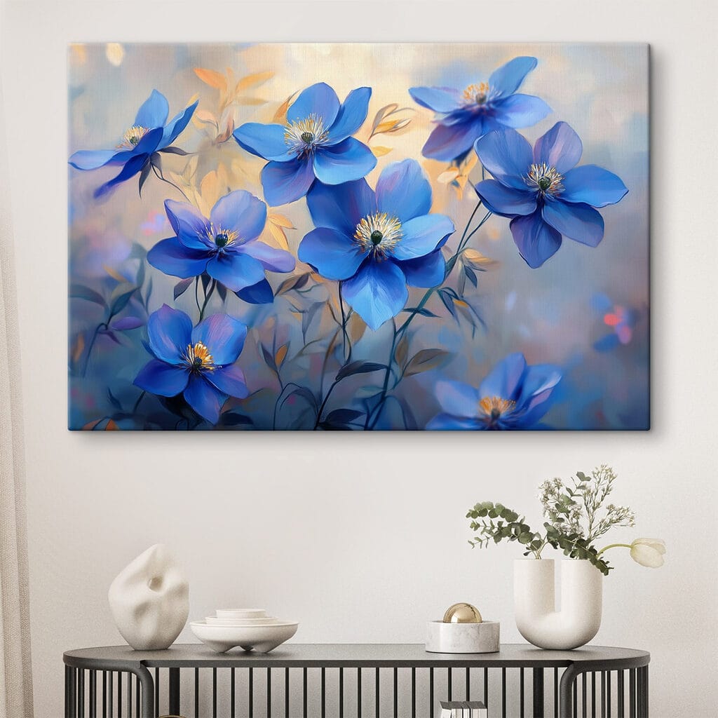Fleurs bleues, feuilles dorées — intérieur 2