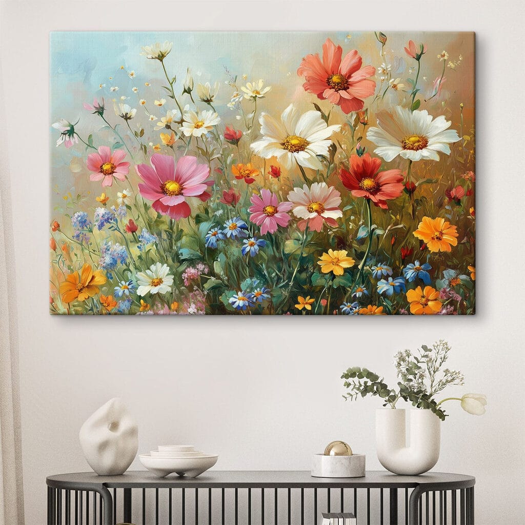 Champ fleuri en été dans un intérieur