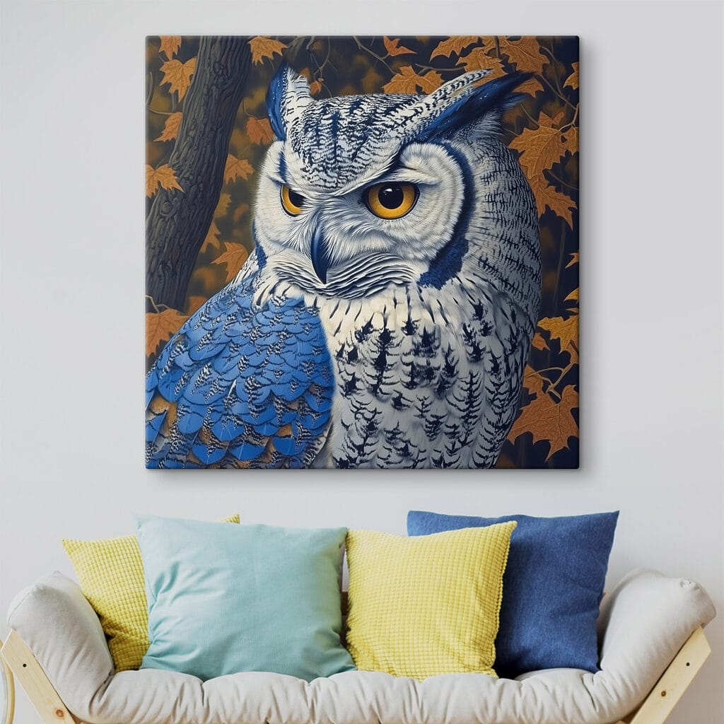 Grand-duc bleu en automne — intérieur 1