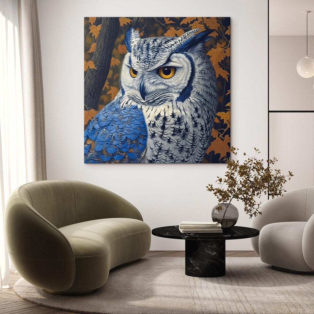 Grand-duc bleu en automne — intérieur 2