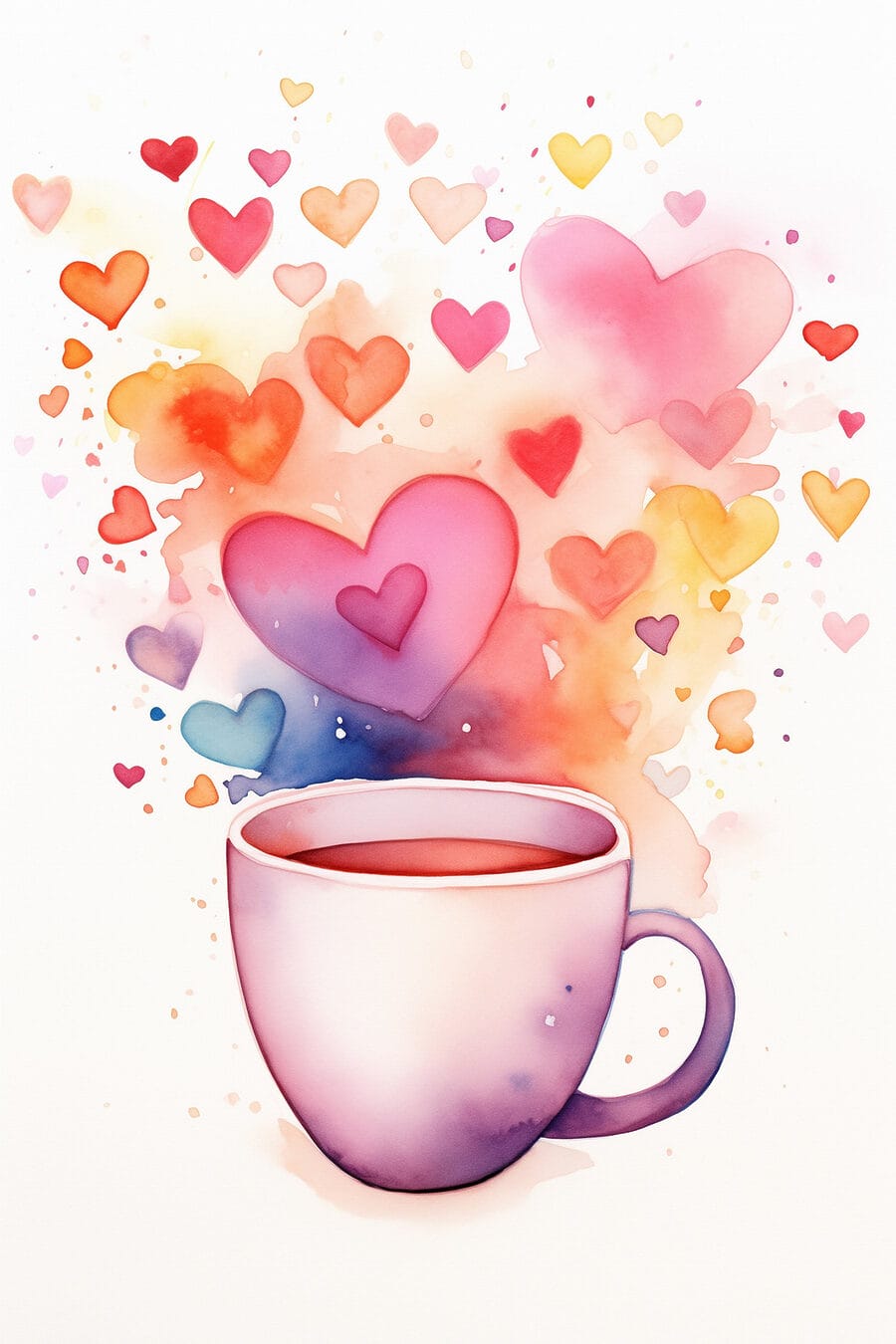 Tasse rose et cœurs — motif complet