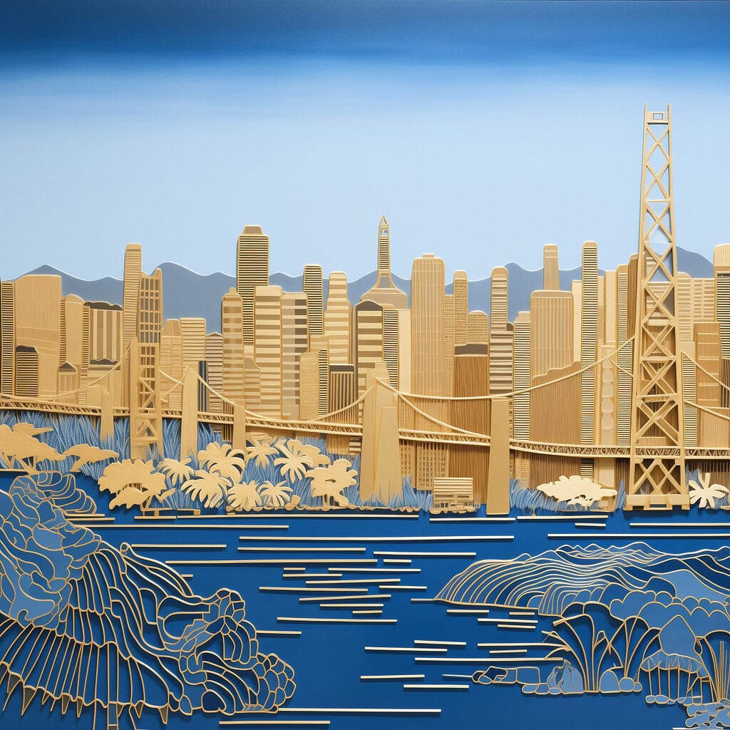 Pont doré sur l’eau — motif complet