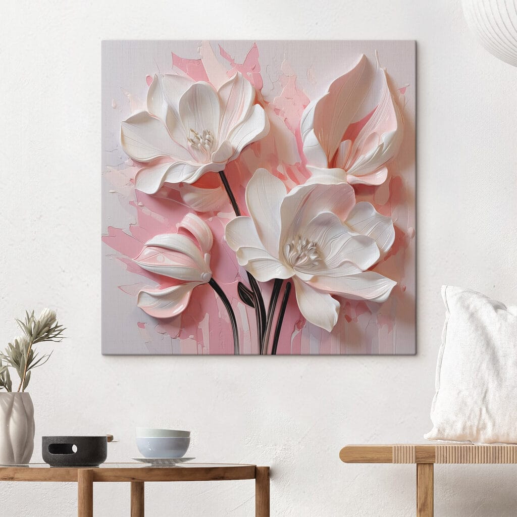 Fleurs blanches, rose vif — intérieur 2