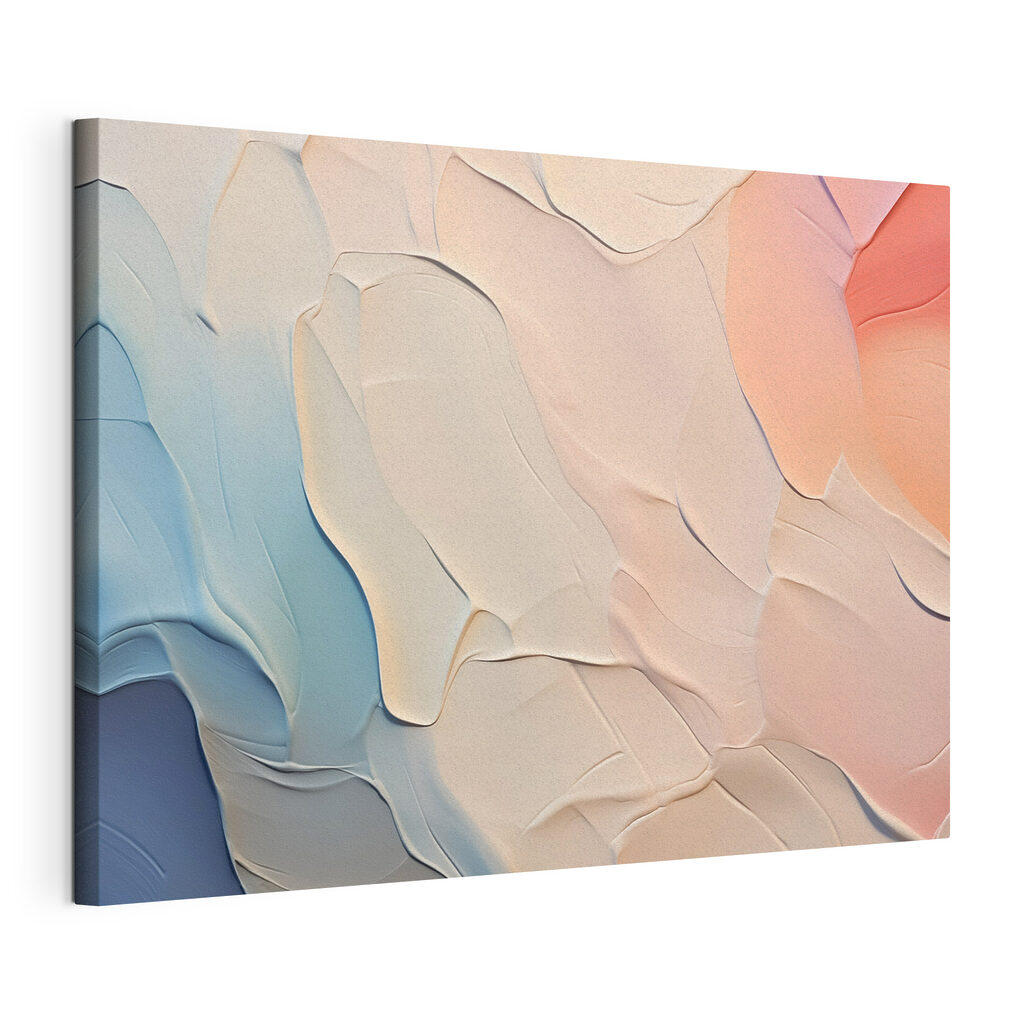 Pastels aux bords doux, toile tendue et bord enveloppé