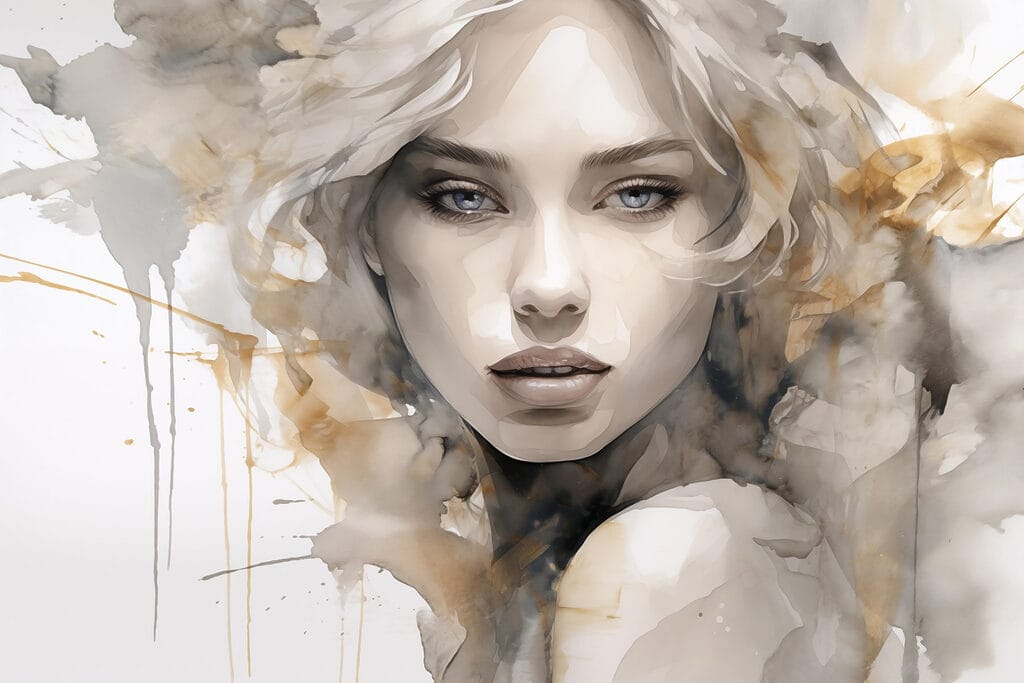 Regard à l’aquarelle grise — motif complet