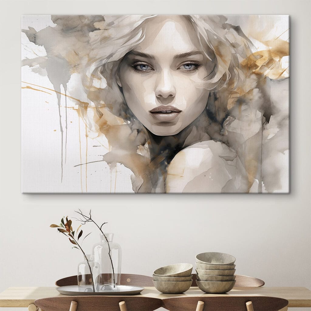 Regard à l’aquarelle grise dans un intérieur