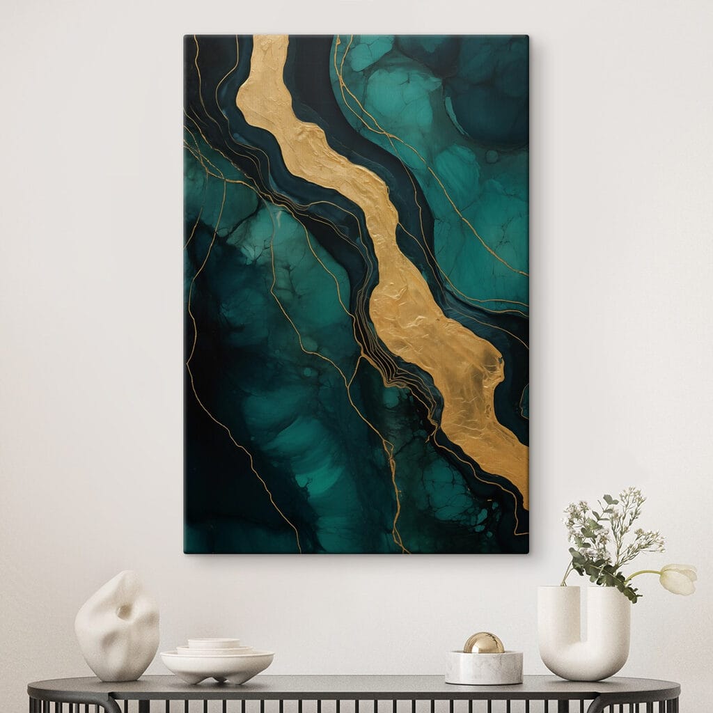 Veine dorée, bleu pétrole — intérieur 1