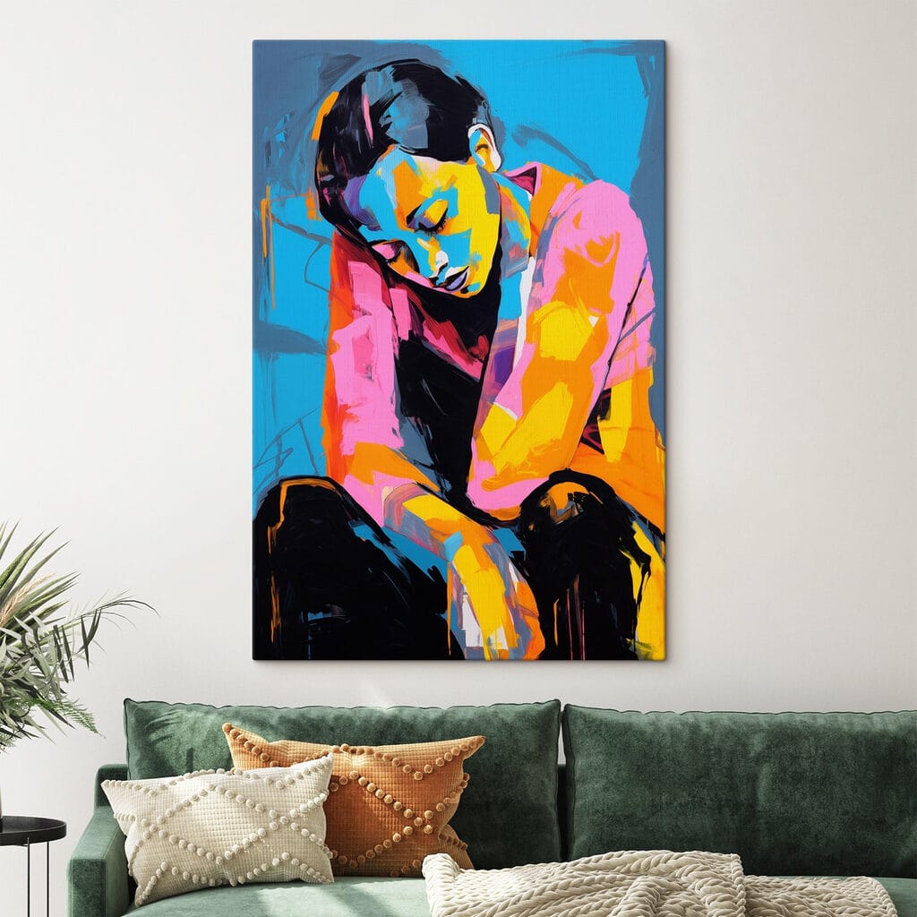 Figure assise en aplats — intérieur 1