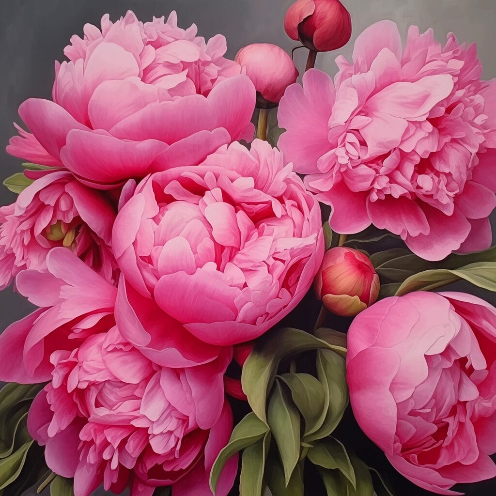 Pivoines rose profond — motif complet