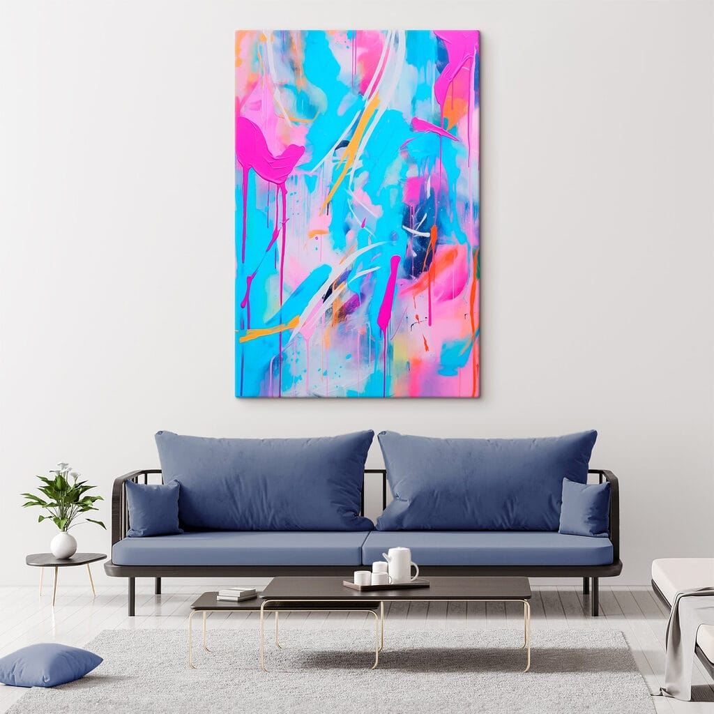Traits roses sur turquoise — intérieur 2