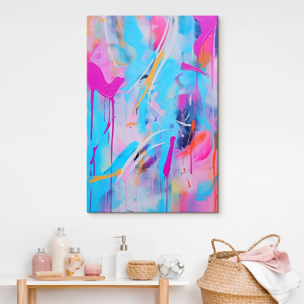 Traits roses sur turquoise — intérieur 1