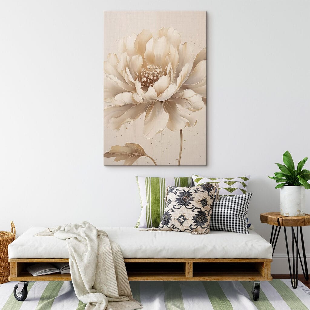 Pivoine beige à l’encre — intérieur 2
