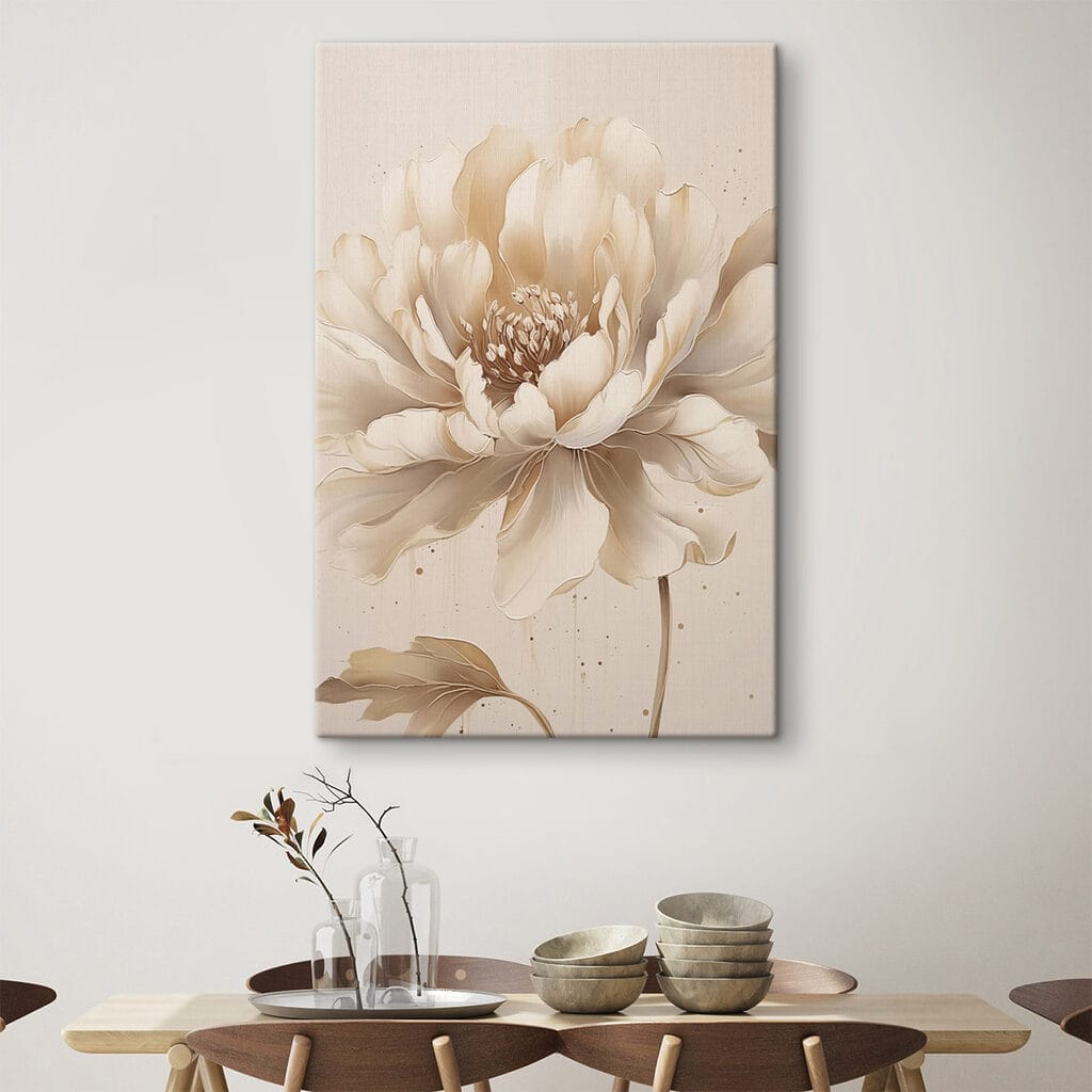 Pivoine beige à l’encre — intérieur 1