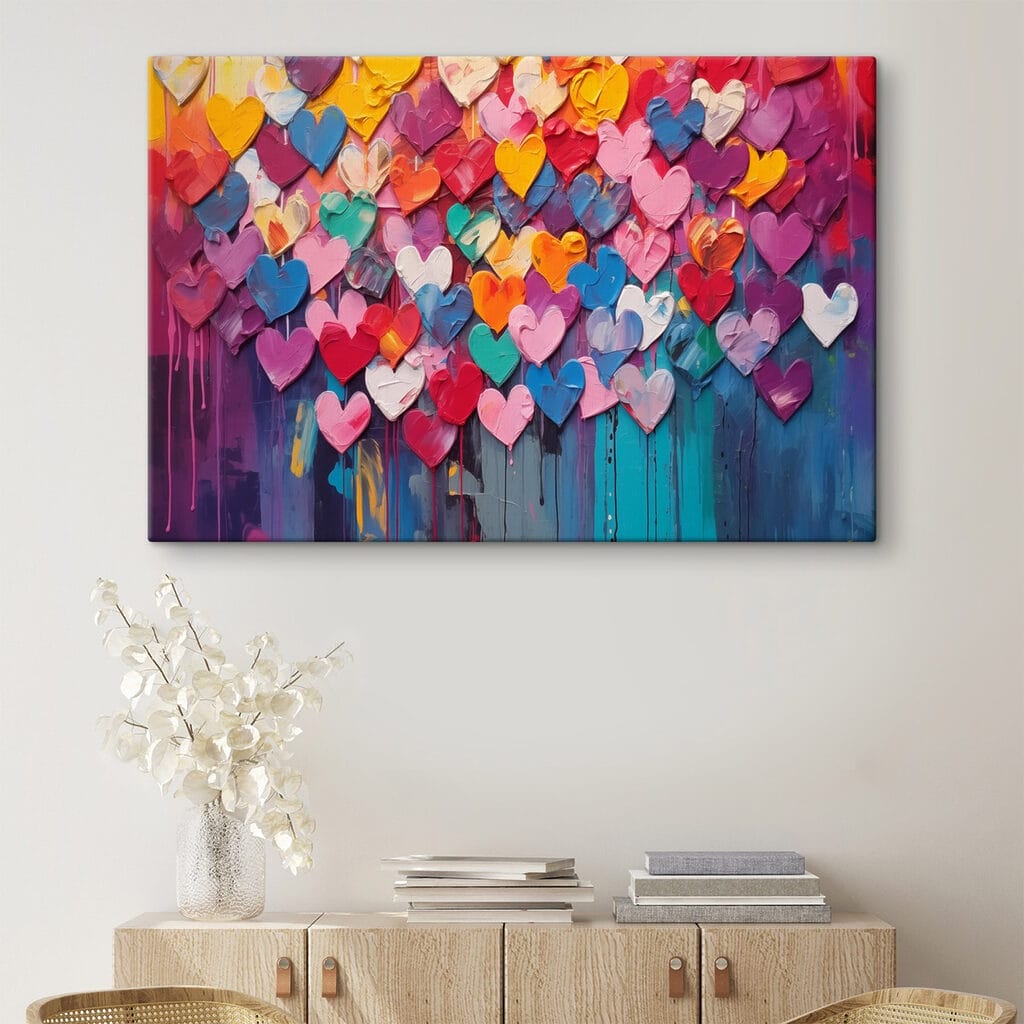 Pluie de cœurs colorés — intérieur 2