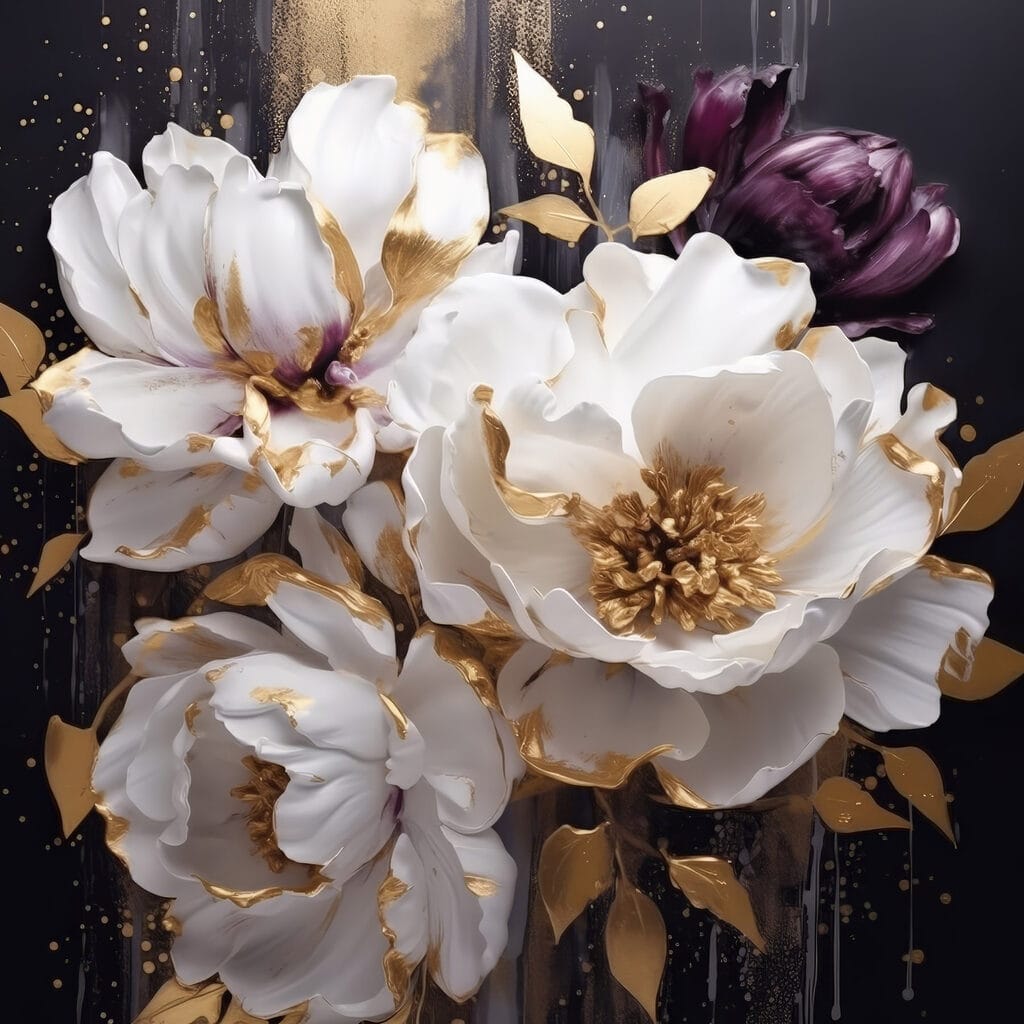 Fleurs blanches et bordeaux — motif complet