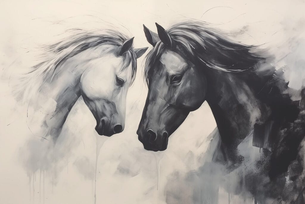 Chevaux dans la brume — motif complet