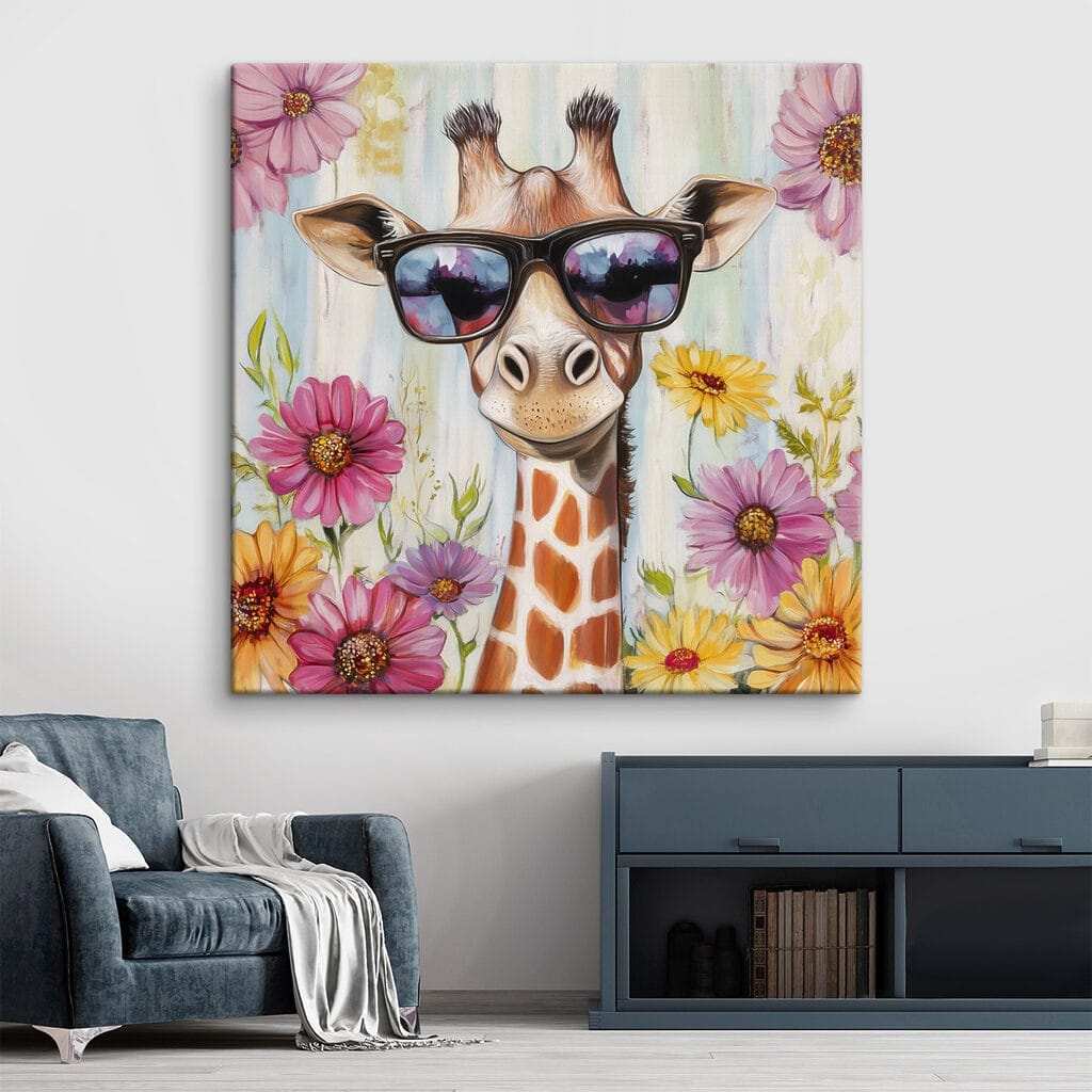 Girafe parmi les fleurs — intérieur 2