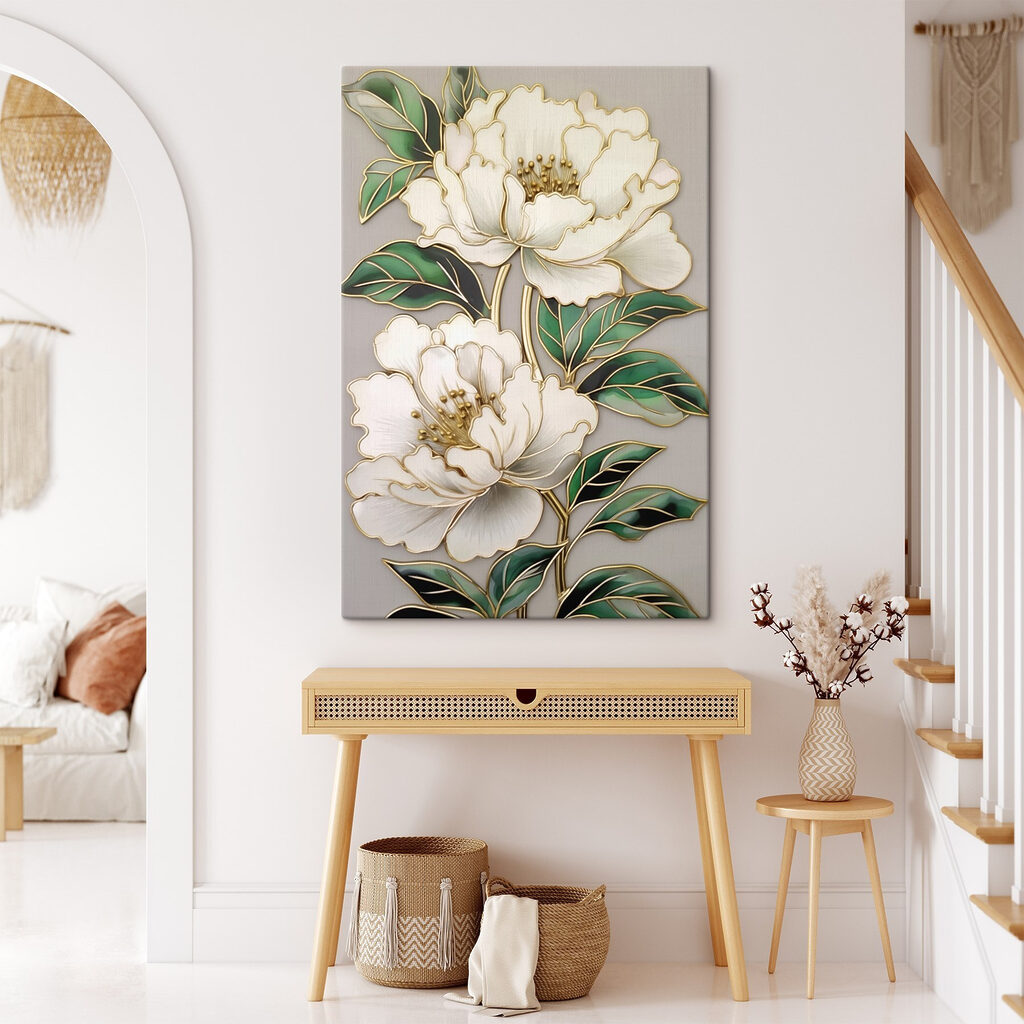 Fleurs crème cernées d’or — intérieur 1