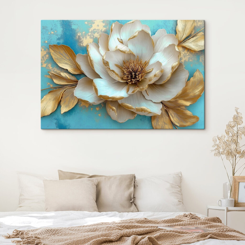 Fleur crème sur turquoise — intérieur 1