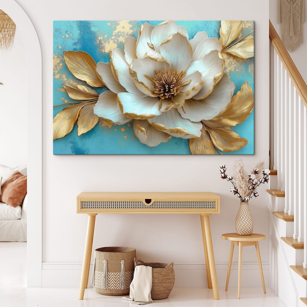 Fleur crème sur turquoise — intérieur 2