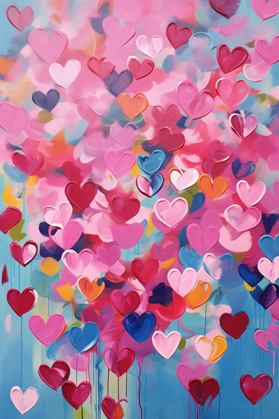 Mosaïque de cœurs colorés — motif complet