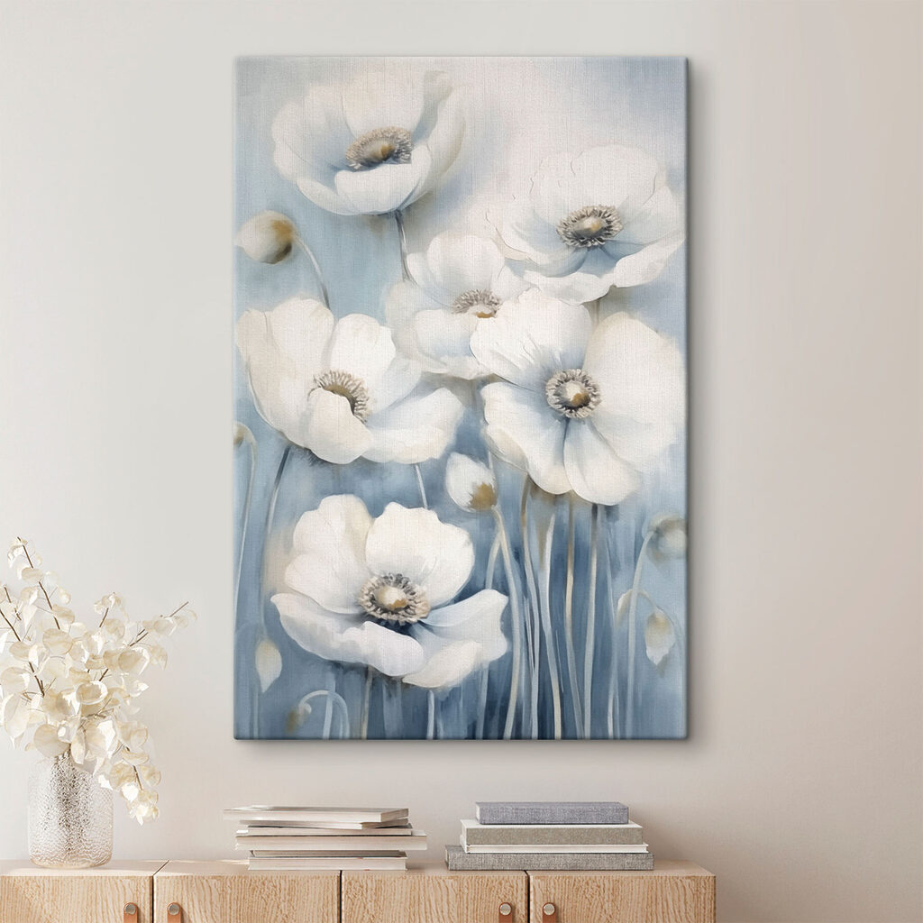 Fleurs blanches élancées — intérieur 1