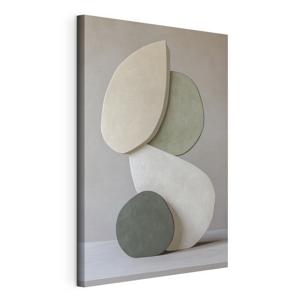 Pierres rondes, toile tendue et bord enveloppé