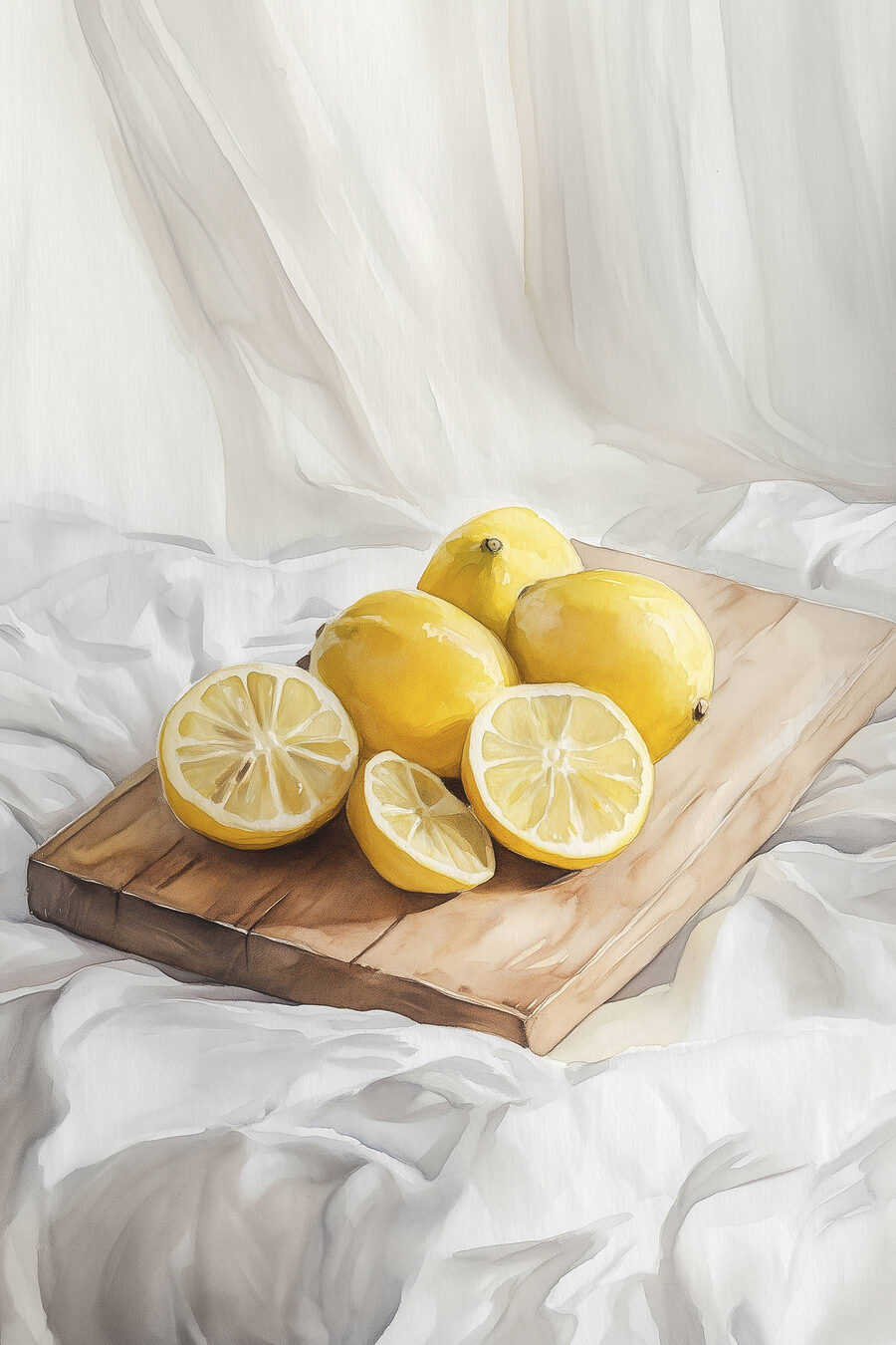 Citrons sur linge blanc — motif complet
