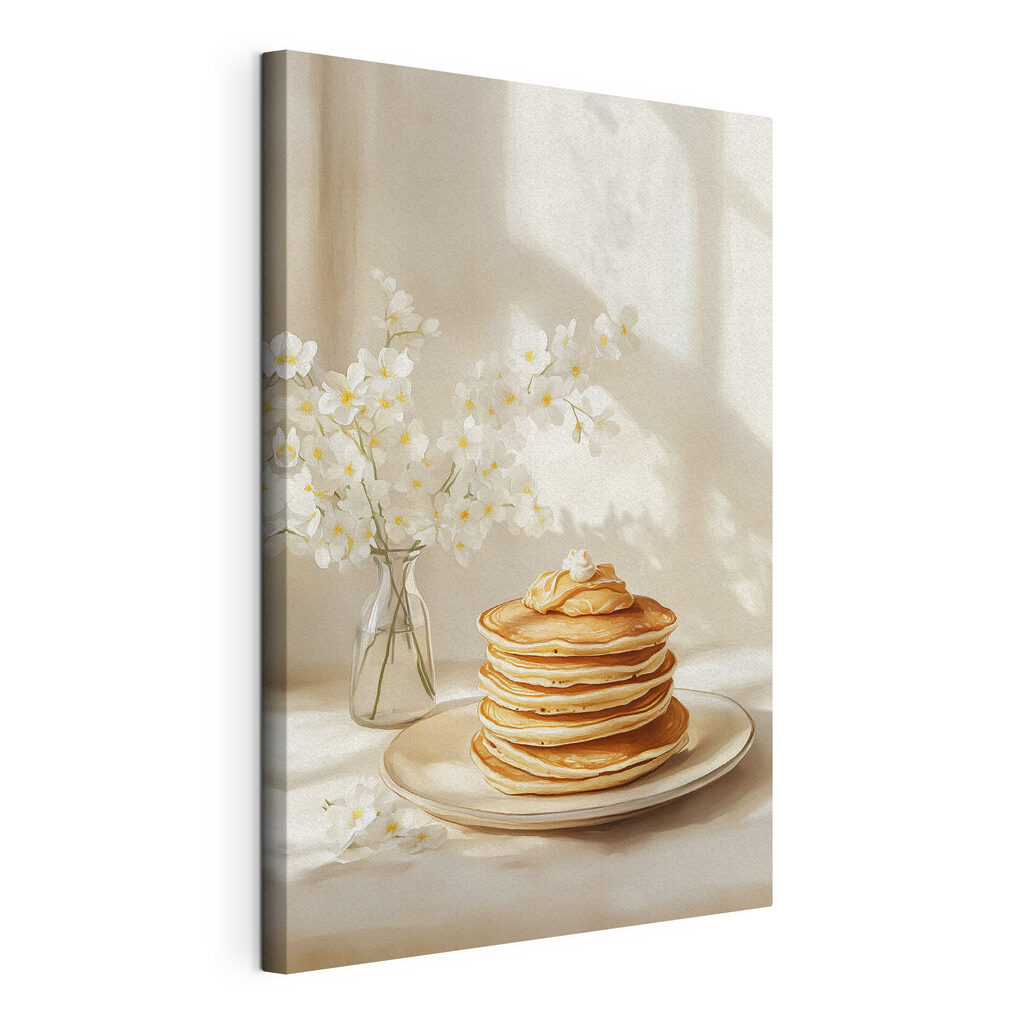 Pancakes et fleurs blanches — vue du produit