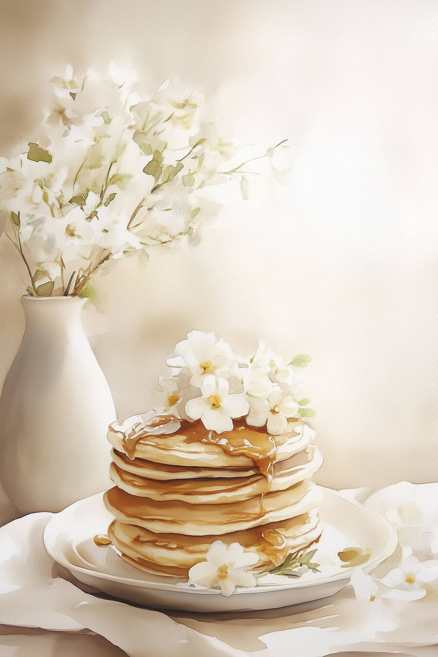 Pancakes et vase fleuri — motif complet