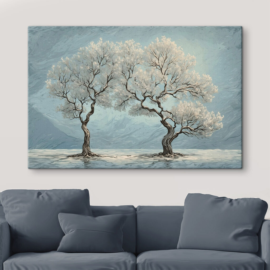 Deux arbres, bleu d’hiver — intérieur 1