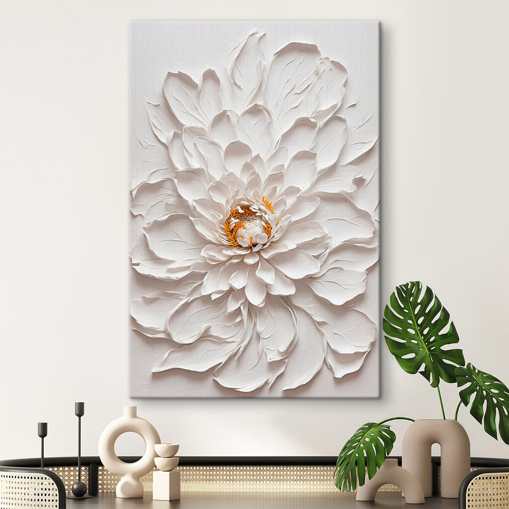 Fleur blanche mouchetée d’or — intérieur 2