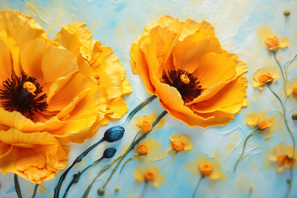 Coquelicots sur bleu ciel — motif complet