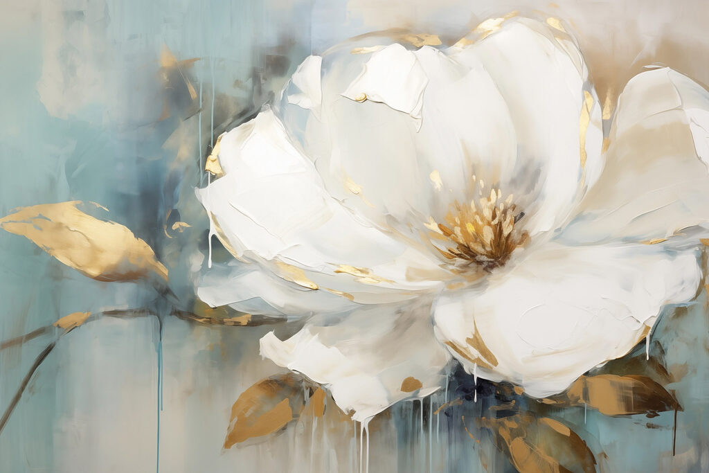 Fleur blanche, vert d’eau — motif complet