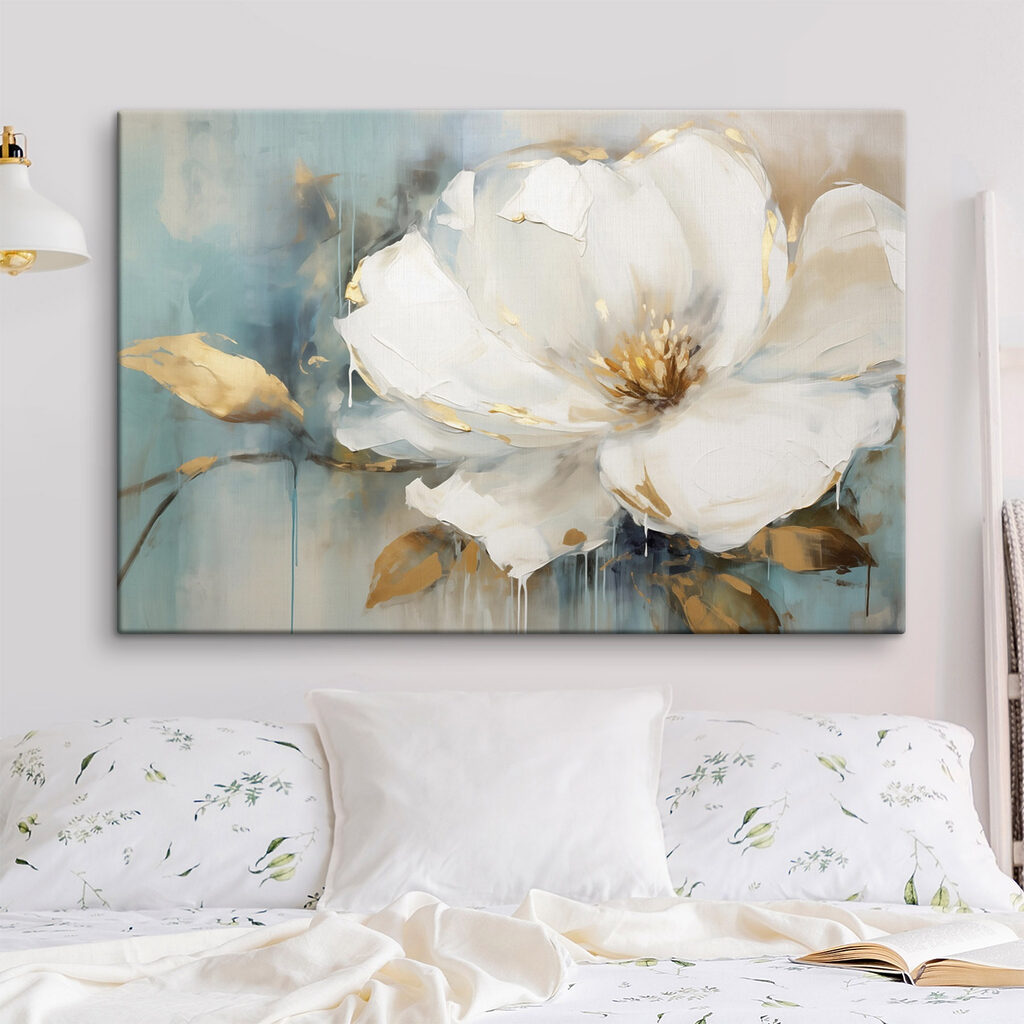 Fleur blanche, vert d’eau — intérieur 1